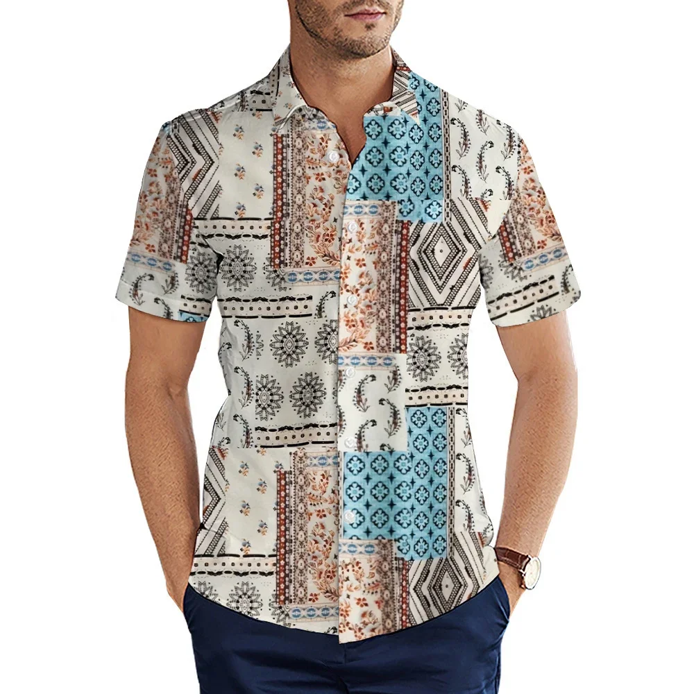 Summer New Hawaiian Shirt For Men 3D Printed Short Sleeve Vacation Travel Casual Breathable Beach Tops Streetwear Shirts