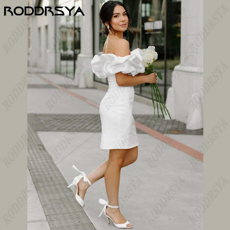 RODDRSYA-Robe de Mariée Courte en Satin Doux pour Femme, Col Bateau, Dos aux, Patients, ix, Sans Bretelles, FibrBeach, ÉducatifRobe de Mariée Courte en Satin Doux pour Femme, Col Bateau, Dos aux, Patients, ix, Sans Bre