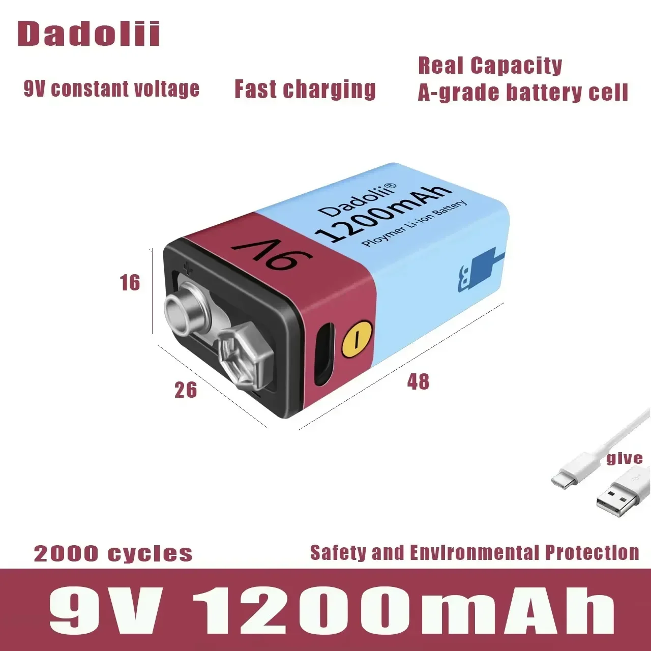 Long-lasting 9V 1200mAh Li-ion Rechargeable Battery - Ideal for Multimeter Microphone Toy Remote Control KTV Use