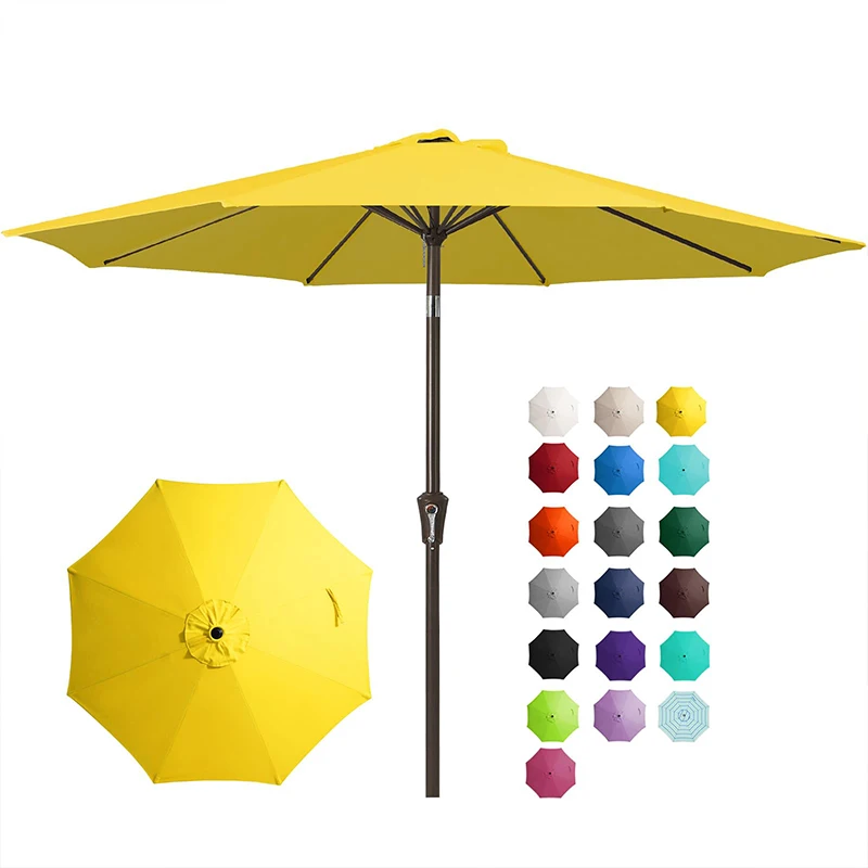 

Outdoor High Quality 2.7m Garden Umbrella 9Ft Yellow Patio Umbrella With Crank