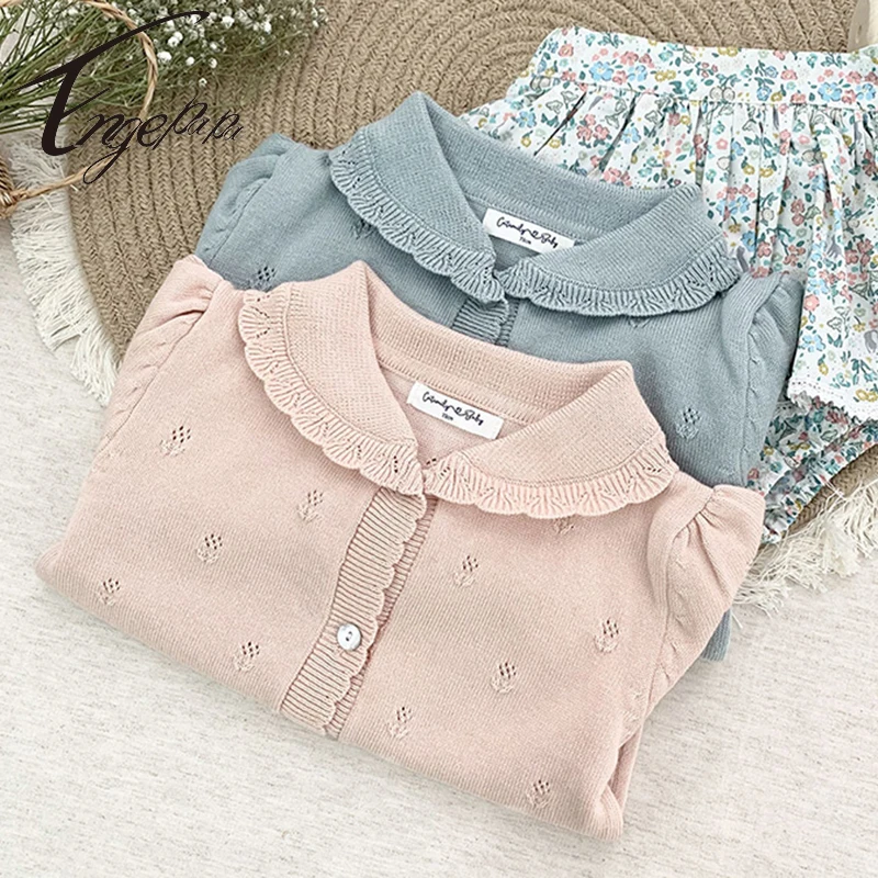 Child Baby Girl Sweater Cardigan Long Sleeves Knitted Lapel Sweater Coat Children Baby Girl Spring Autumn Sweater Clothes