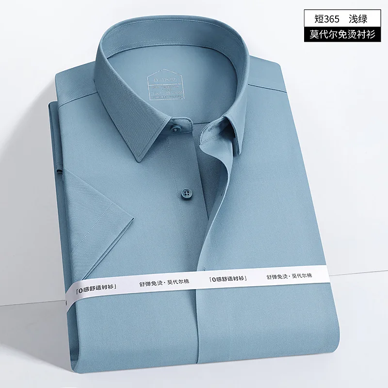 

8XL 7XL Modal Men Shirt Short Sleeve Summer Slim Fit Work White Shirt Pure Color Shirt Men Short Sleeve White Shirt Men Business