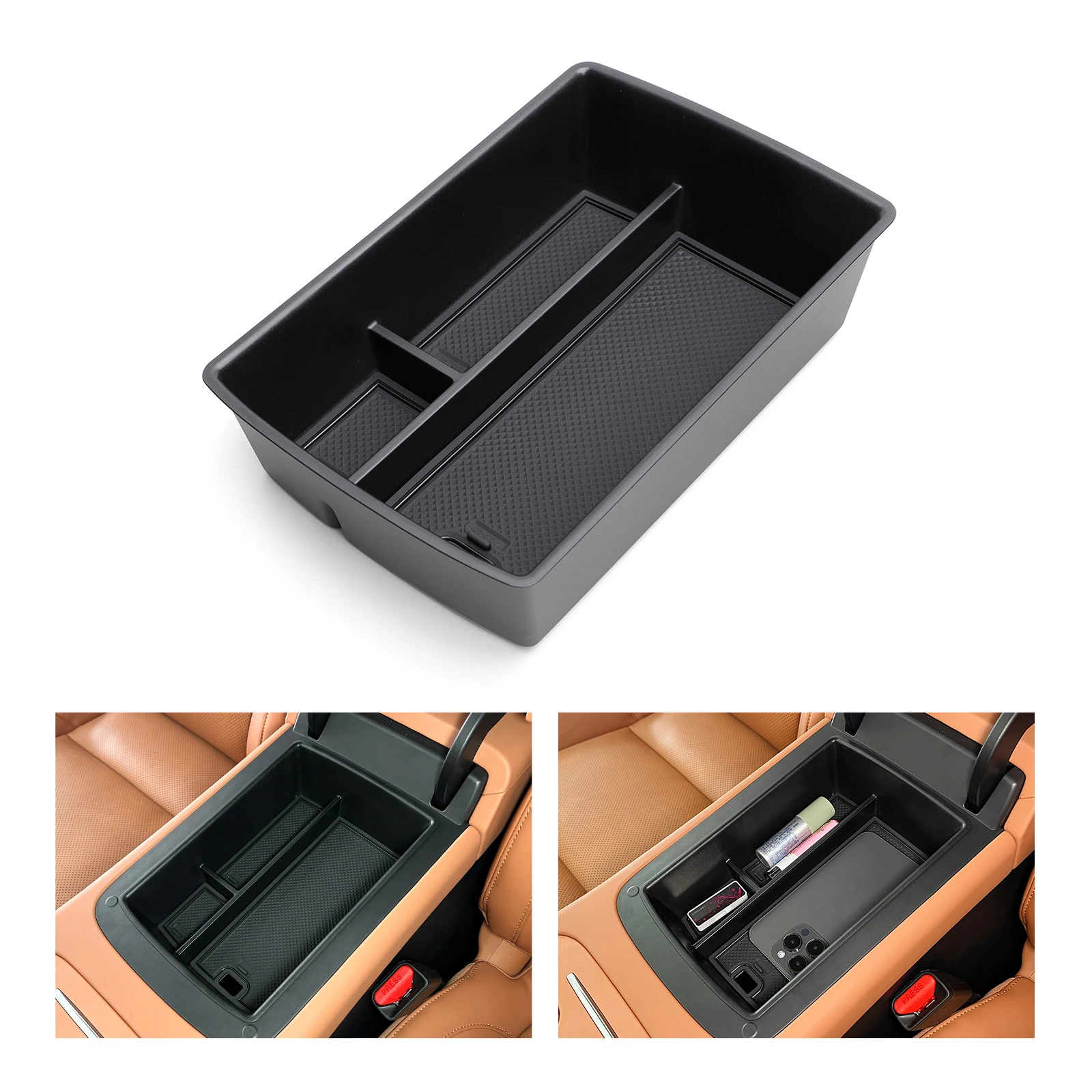 Durable Black Center Console Organizer Tray for Leapmotor C10 C16 2024-2025 Armrest Storage Box Interior Clutter-Free Supplies