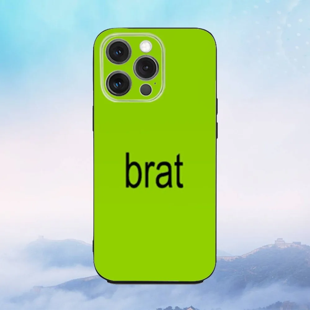 가수 C-Charli XCX BRAT 전화 케이스 iPhone 16,15,14,13,12,11,Pro,X,XS,Max,XR,Plus,Mini 소프트 블랙 커버