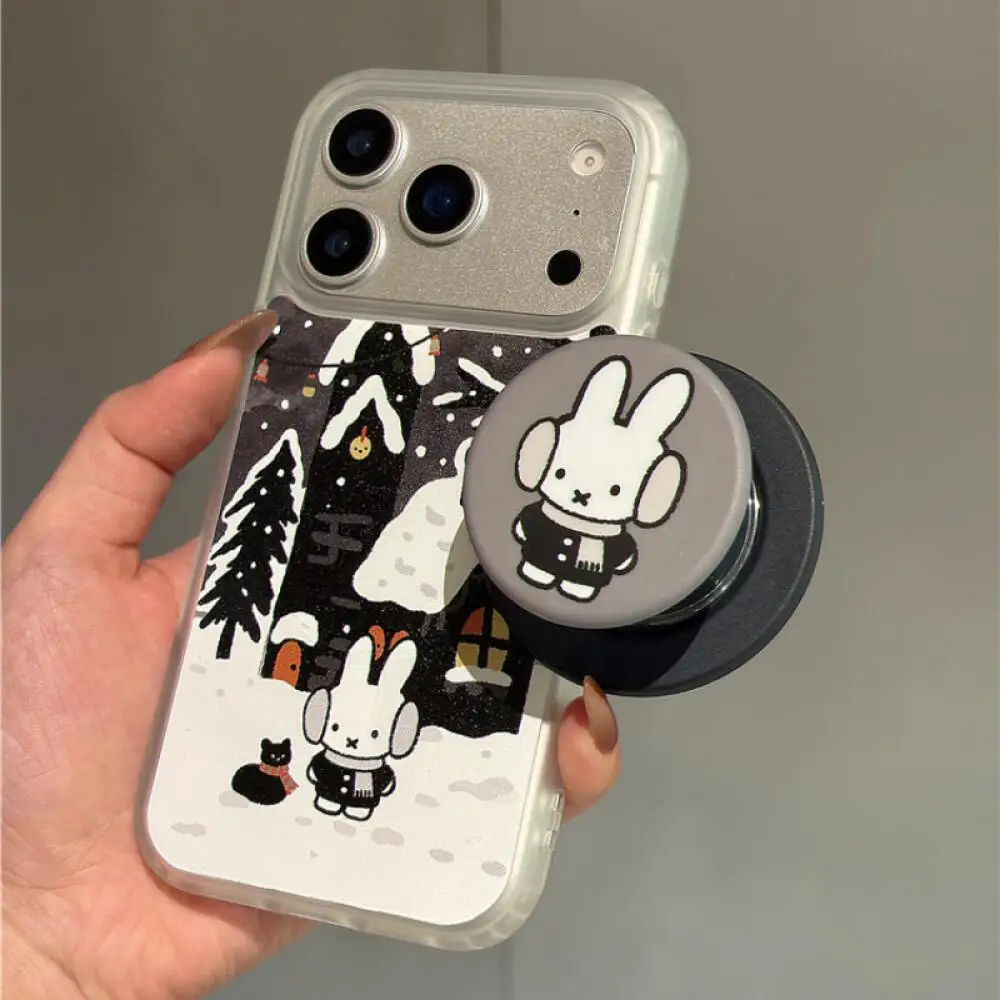 

Магнитная подставка Miffy с мультяшным котом и снежным домиком, подходит для новых матовых защитных чехлов для телефонов Apple 14/15/16/17