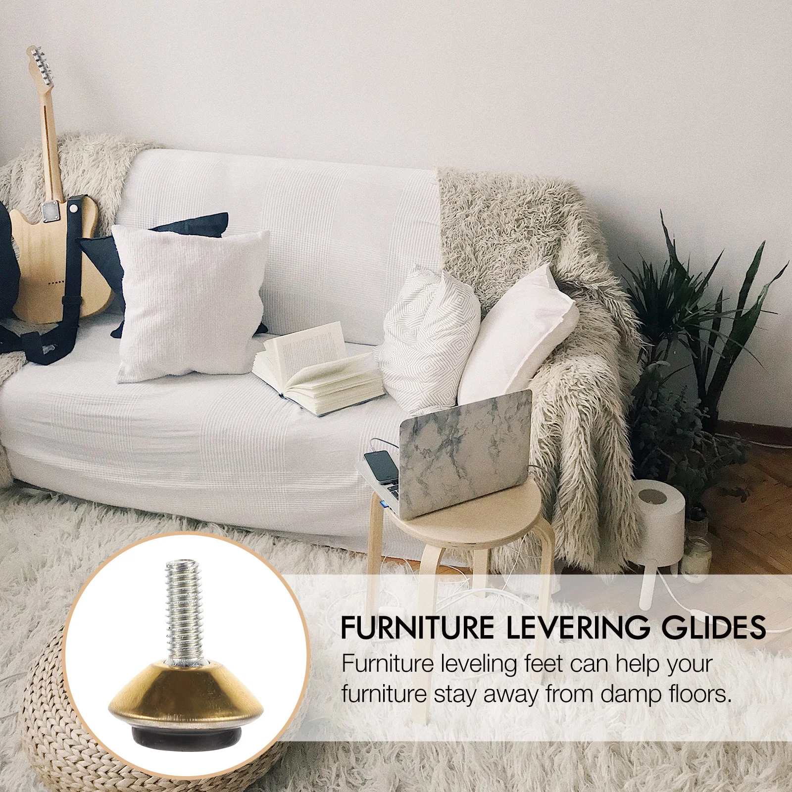 

12pcs Adjustable Furniture Leveling Feet Heavy Duty Metal Floor Protectors Non-Skid Noise Reduction Furniture Accessories Glide
