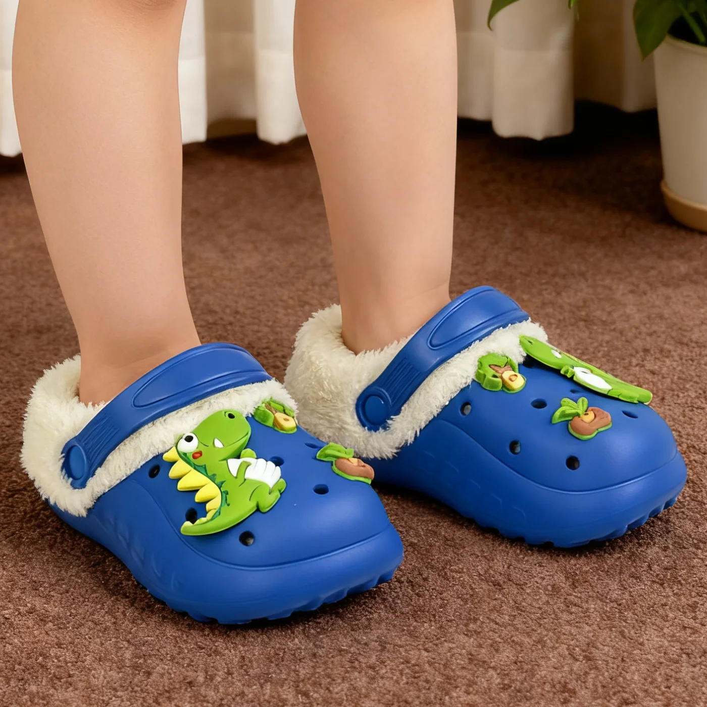 2025 New Warm Baotou Slippers, Tyrannosaurus rex Cotton Shoes, Cartoon Winter Outdoor Indoor Shoes