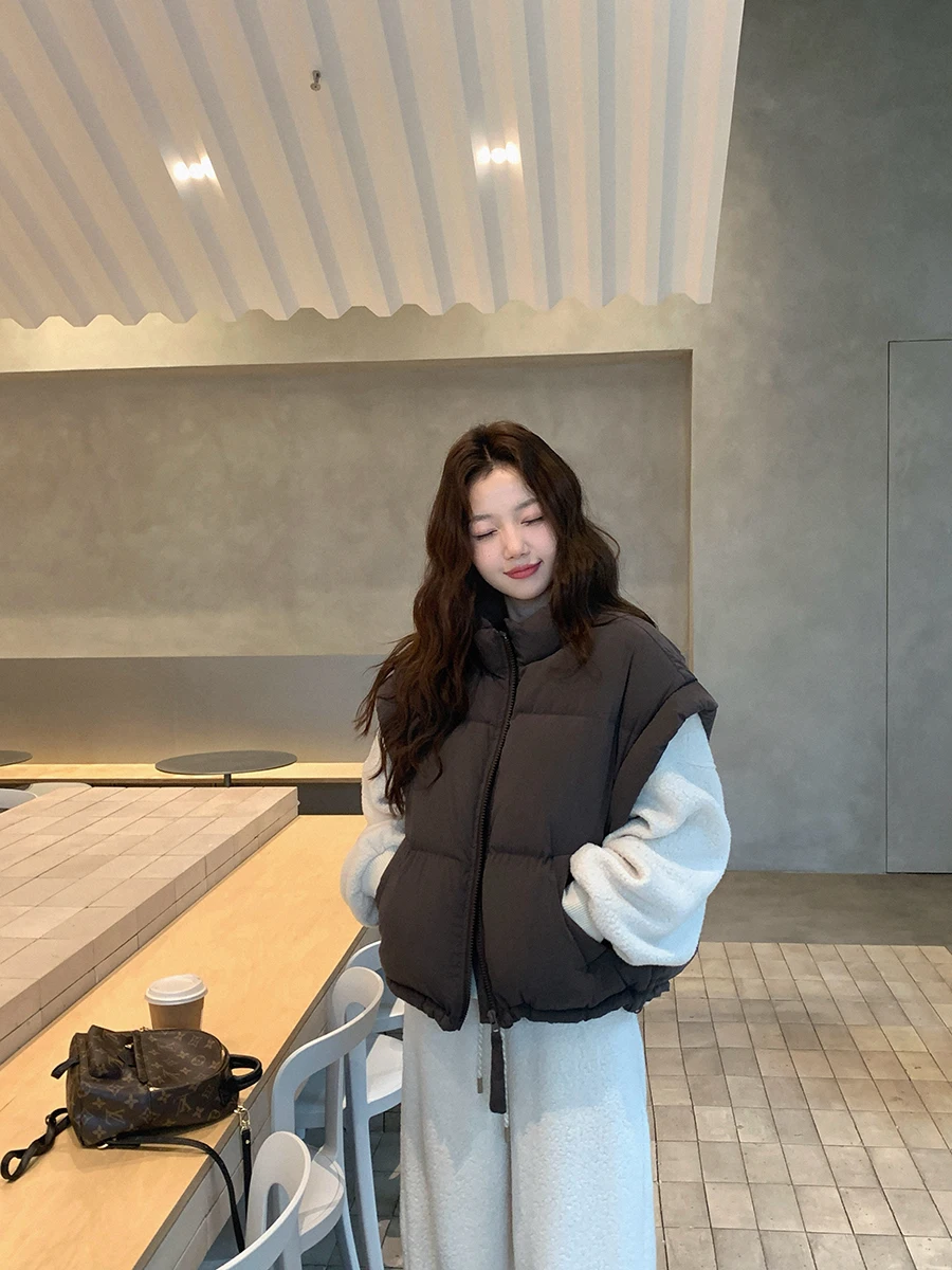 

Zhang Beibei Women's Casual Warm Du down Jaet Stand Collar Fce Lined Long Sve mid Length Outerwear Polyester