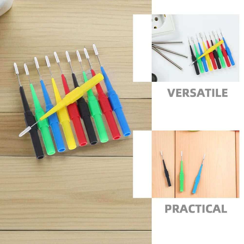 หัววัดแบบเจาะสายไฟขนาด 0.7 มม. จำนวน 15 ชิ้น สำหรับมัลติมิเตอร์ ใช้ได้กับเครื่องทดสอบไฟฟ้าอัตโนมัติทั่วไป สายทดสอบแบบเจาะ