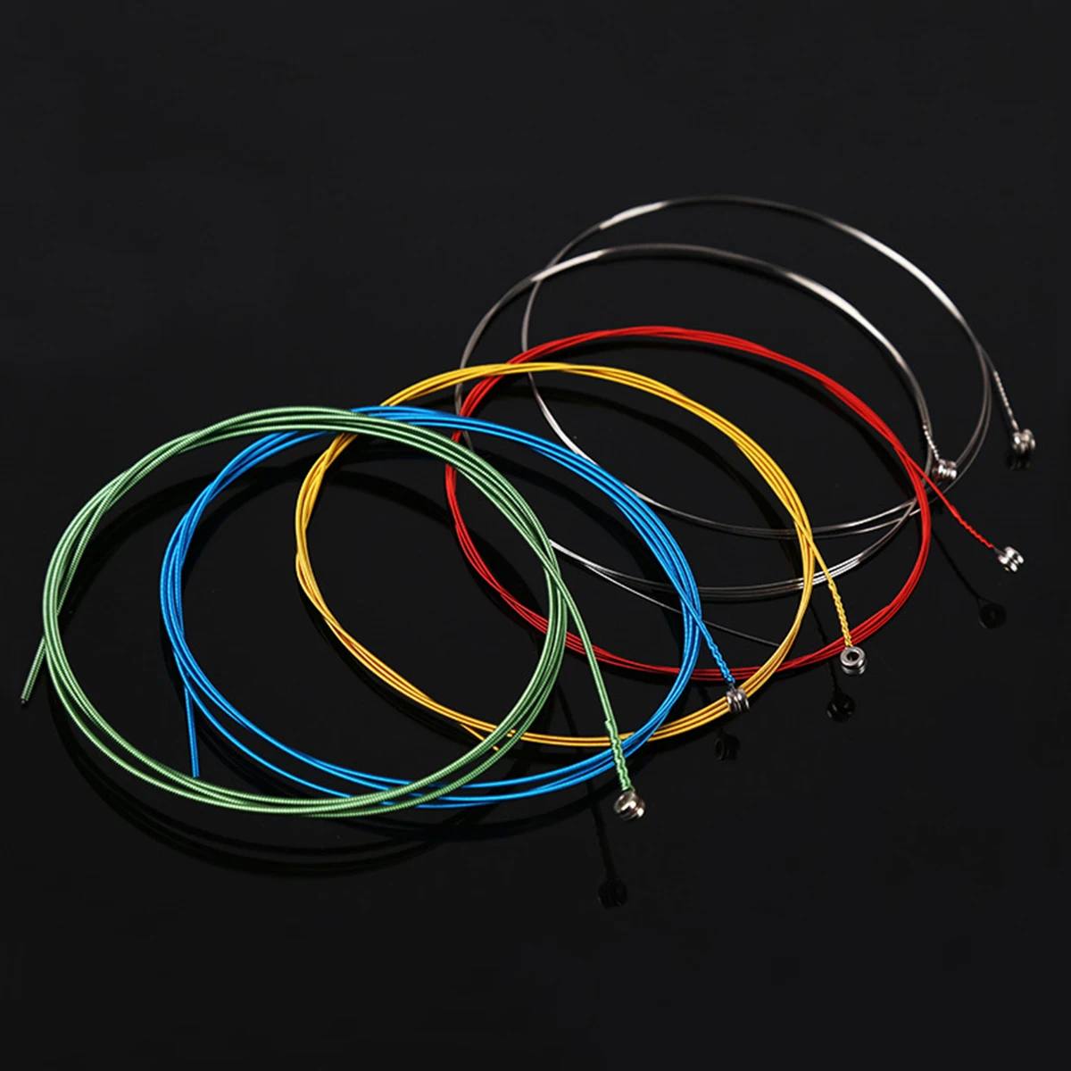 

6Pcs Steel Acoustic Guitar Strings Colored Rustproof Hexagonal Nickel Core Replacement Set for Beginner Practice Bright Clear