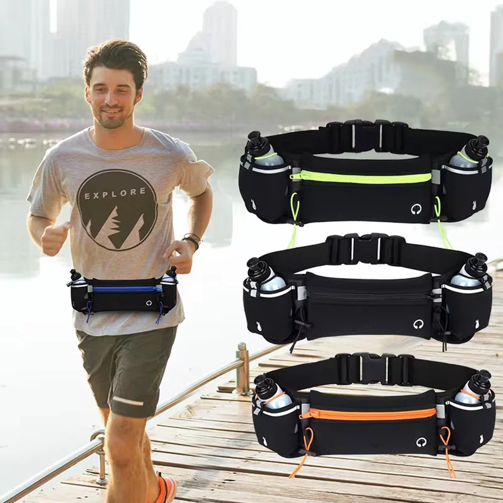 

Man/Woman Marathon Trail Running Waist Pack For Phone Water Bottle Sports Fanny Pack Fitness Dual Pocket Running Belt Waist Bag