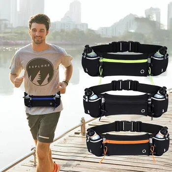 Homme/femme Marathon Trail course taille Pack pour téléphone bouteille d'eau sport Fanny Pack Fitness double poche course ceinture taille sac