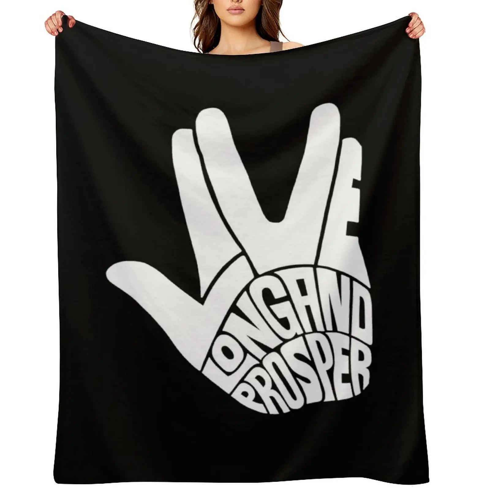 

Star Trek Live Long and Prosper White Throw Blanket Moving Beach Hairy Thins Blankets