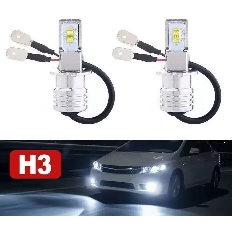 2Pcs H1 H3 H7 LED Car Headlight Bulb Mini 80W 20000LM CSP For Car Headlamp Light Auto Diode Fog Lamps 12V 6000K Automobile
