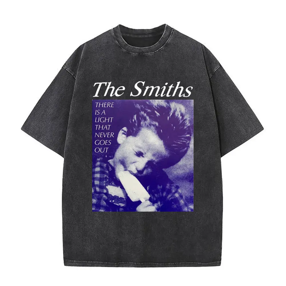 فرقة الروك البريطانية The Smiths The Queen Is Dead مضحك القط ريترو غسلها تي شيرت بديل 1980's إيندي موريسي تي شيرت للجنسين