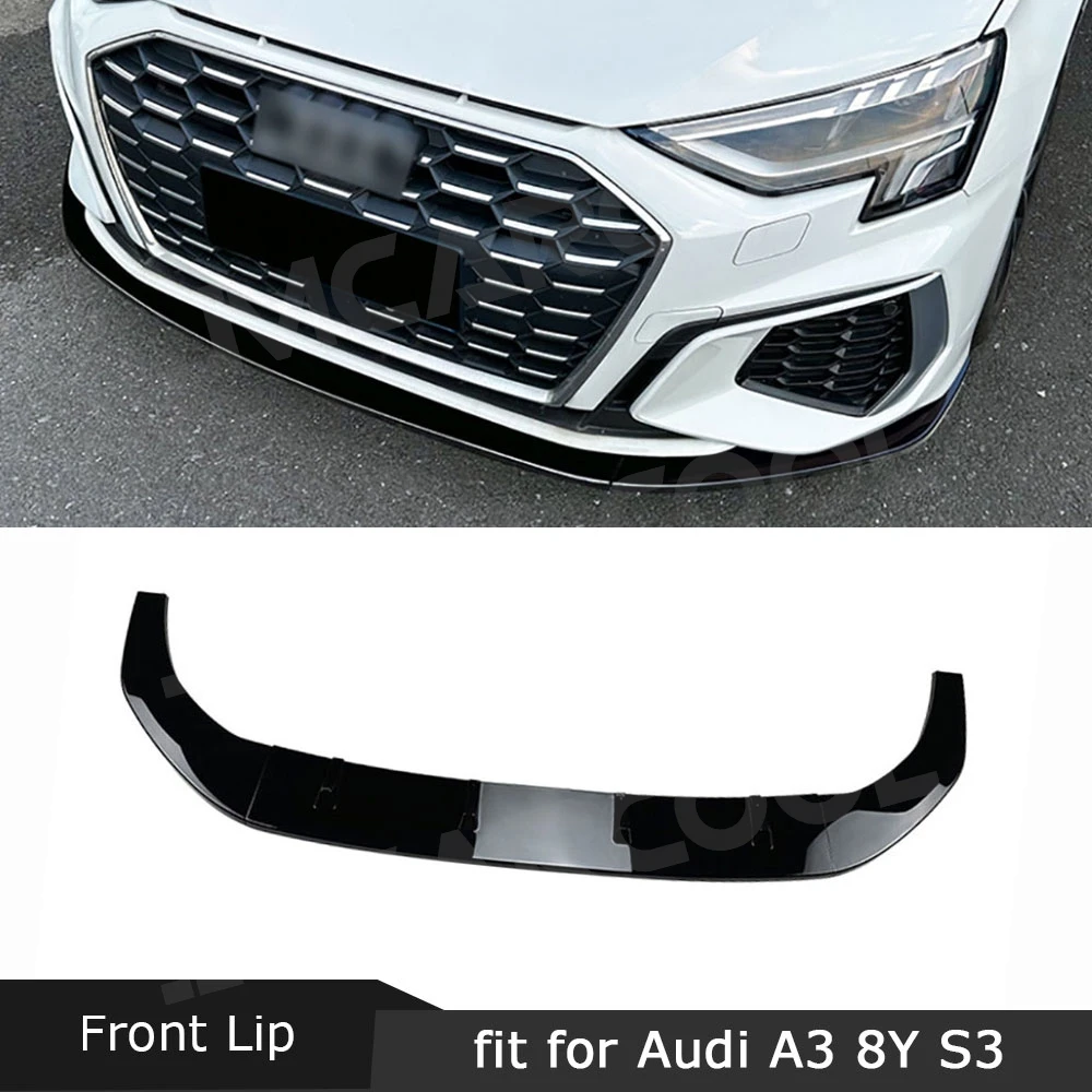 

JMCARCOOL Carbon Look передний спойлер для губ для Audi A3 S3 8Y 2021 + разветвители для подбородка, автомобильный бампер, защитный чехол, обвесы