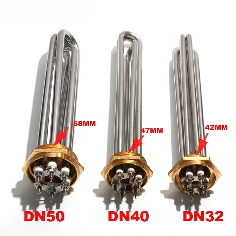 DN40/DN50 Threaded Immersion Heating Element, 3-12KW Tubular Heater for Boiler, Brewing and Water Heating Applications
