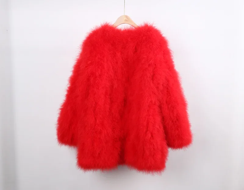 Fashion 100% Real Marabou Feather Fur Coat Ostrich Feather Women Jacket Elegant Luxury Autumn Winter Top Clothes