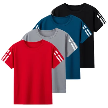 1/4/8 Pieces Summer Children And Teenagers Multi-color Casual Short Sleeved Loose And Comfortable Boy And Girl T-shirt 120-170 3