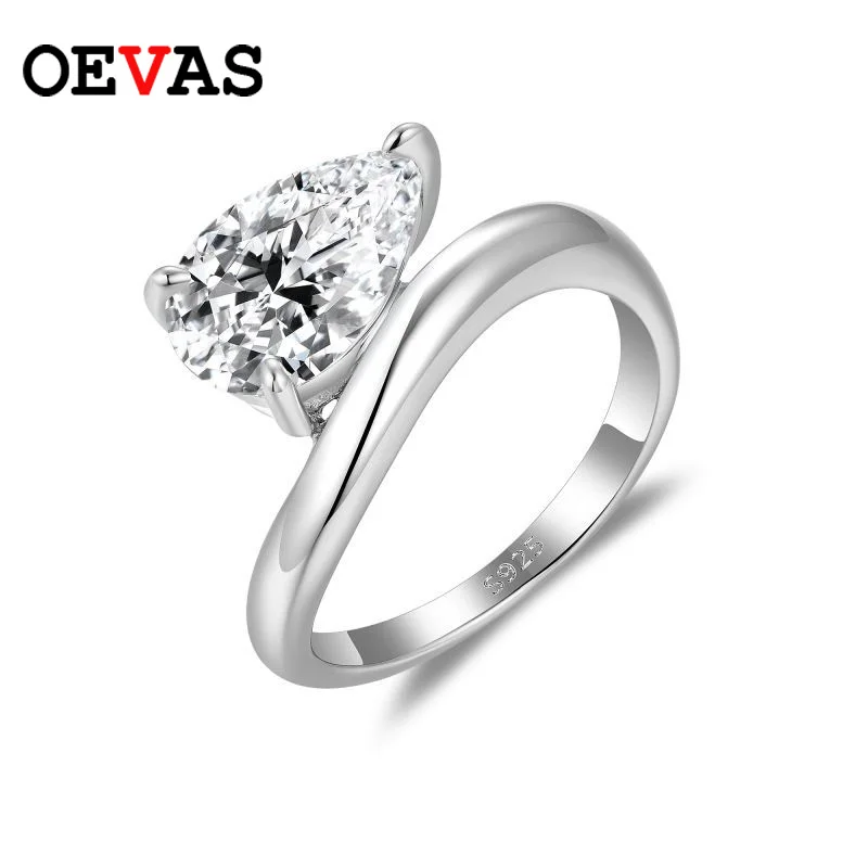 Oevas แหวนเพชรโมอิสทรงหยดน้ำขนาด3กะรัต7*11มม. 3กะรัต D สีทอง18K 100% สเตอริงเงิน925สเตอร์ลิงสำหรับผู้หญิงของขวัญแต่งงาน