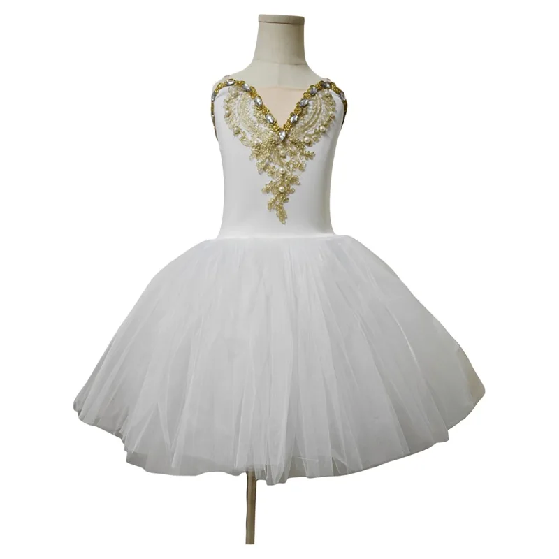 توتو أداء الرقص زي المنافسة مرحلة الأداء زي الأوروبي توتو تنورة بيضاء الكبار #3