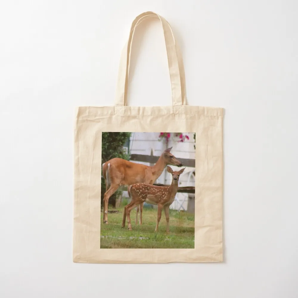 Deer: Doe and Fawn Tote Bag Shopper handbag Woman shopper bag Women's beach bags Canvas Tote Bag