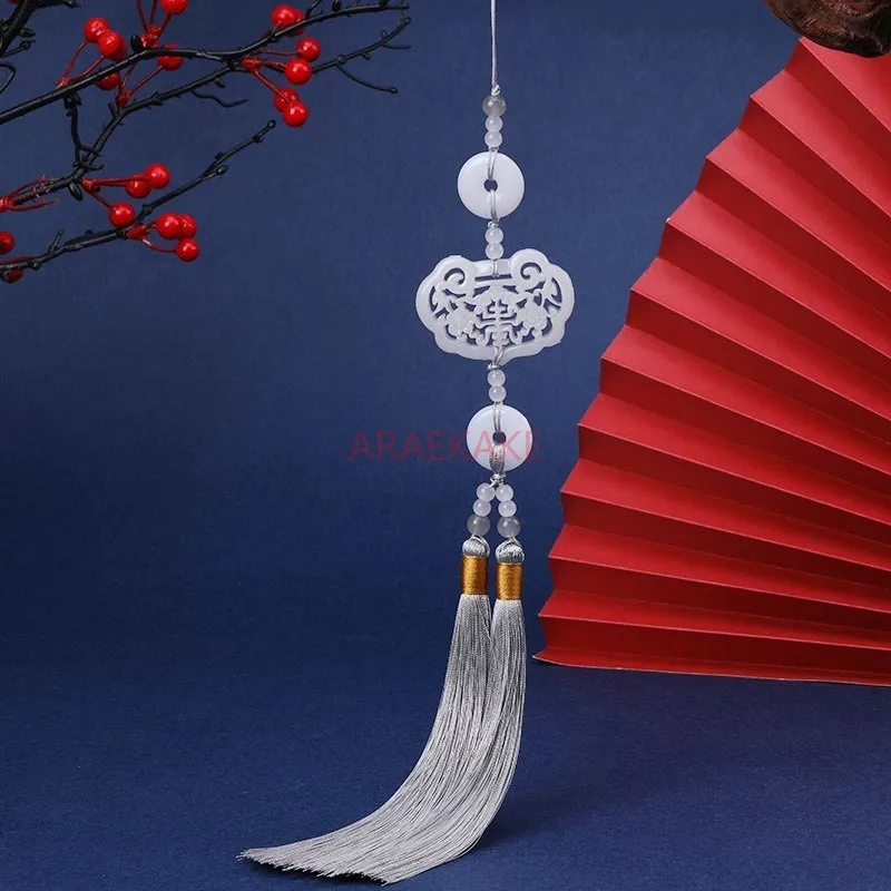 Nappe in stile antico, accessori di abbigliamento in stile cinese abbinati a pendenti con nappe, nappe appese per auto con risvolto pressato Hanfu