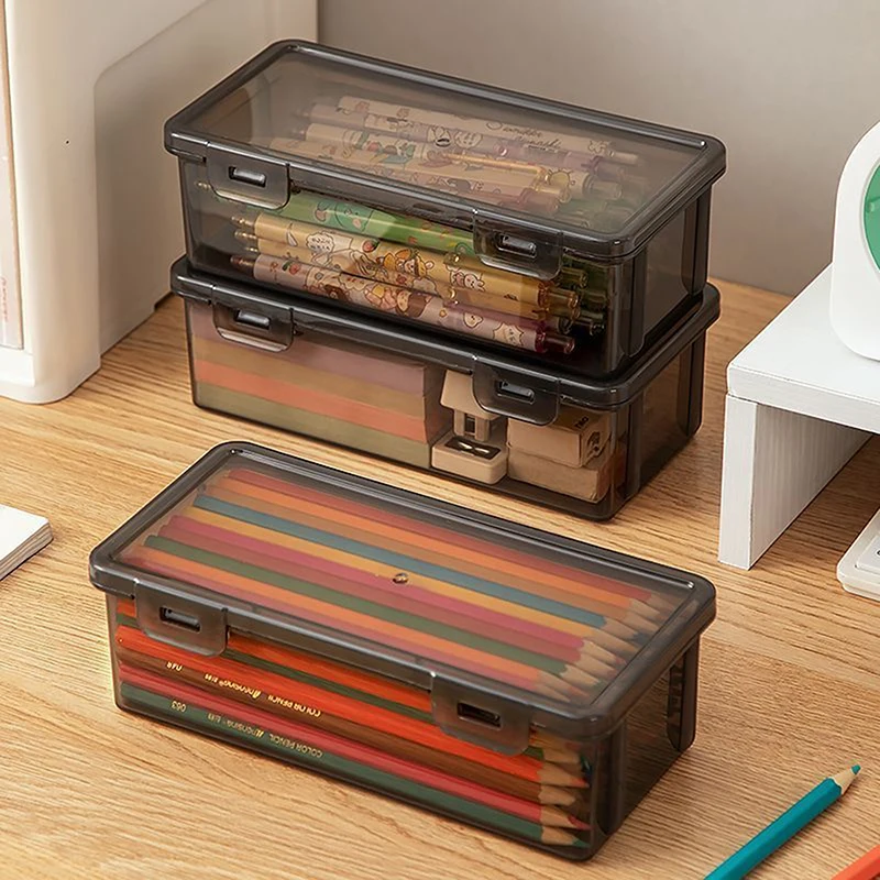 Plastic Pencil Case Box Large-capacity Stackable Storage Box Office School Pencil Case Pencil Storage