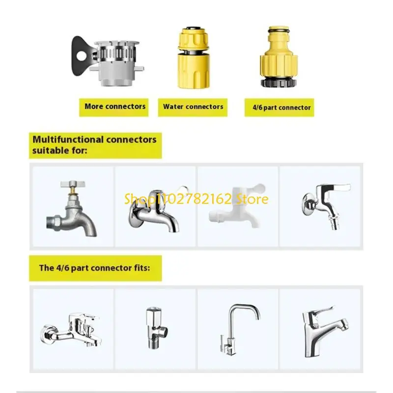 

547B Spring Coil Garden Hose Set with Sprayer Nozzle Wall Mount Storage Car Wash Tool