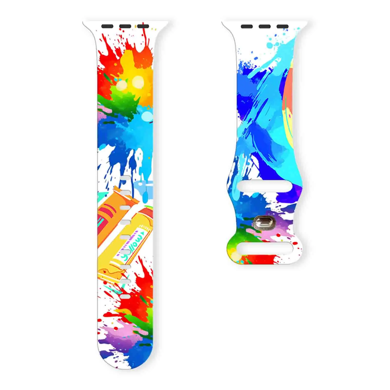 

Color Impact Silicone Printed Straps for Apple Watch 11 10 9 8 SE Bands Replaceable Bracelet for iWatch 49mm 46mm 42mm 41mm 40mm