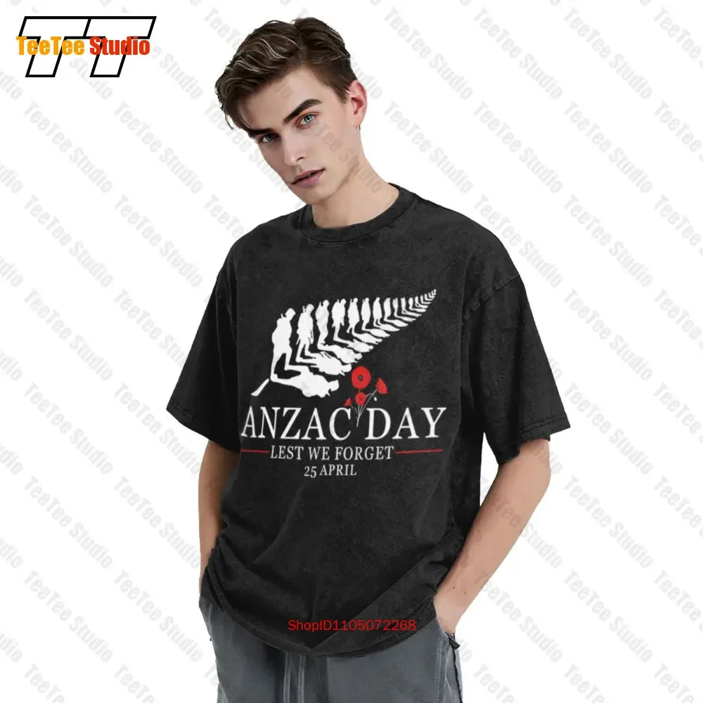 Anzac Day Lest We Forget 25 April Flowers Vintage Unisex  T-Shirt Tee O6U7