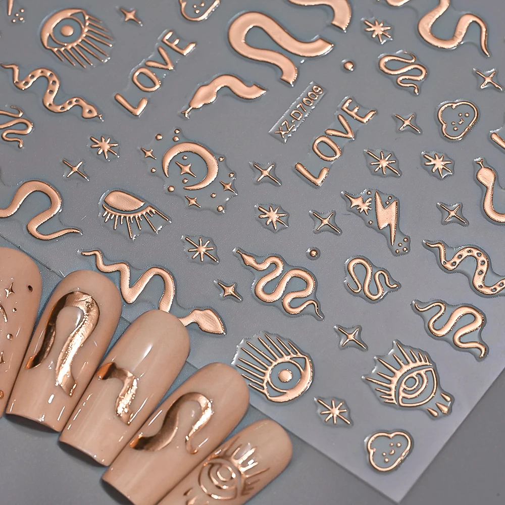 12pçs adesivos de unhas de bronze 3d, linhas irregulares, chamas, efeito cromado dourado, design geométrico, decalques autoadesivos, suprimentos de manicure