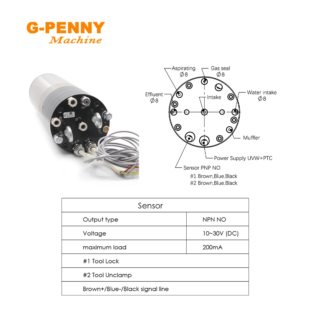 G-Penny 3.2KW BT30 ATC水冷スピンドルモーター 380v/220v 自動工具交換 800hz 24000rpm