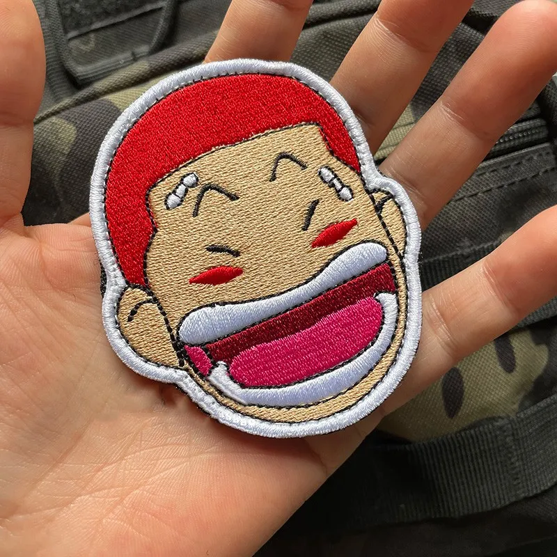 Anime Embroidery Patch Red Hair Boy Exquisite Bag Sticker Outdoor Tactical Badge for Clothing Backpack DIY Decal