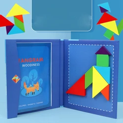 1PC Wooden Jigsaw Magnetic Tangram Puzzle Book Educational Toys For Children Baby Kid Portable Montessori Learning Intelligence