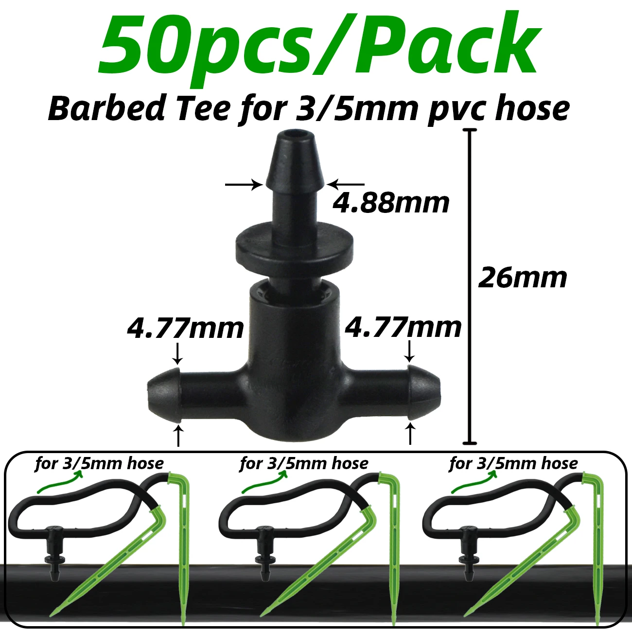 KESLA 20PCS Barbed 3/5mm Hose Straight Quick Connector Drip Irrigation Garden With 2-Way 4-Way Hose Splitter Joint Cross Connect