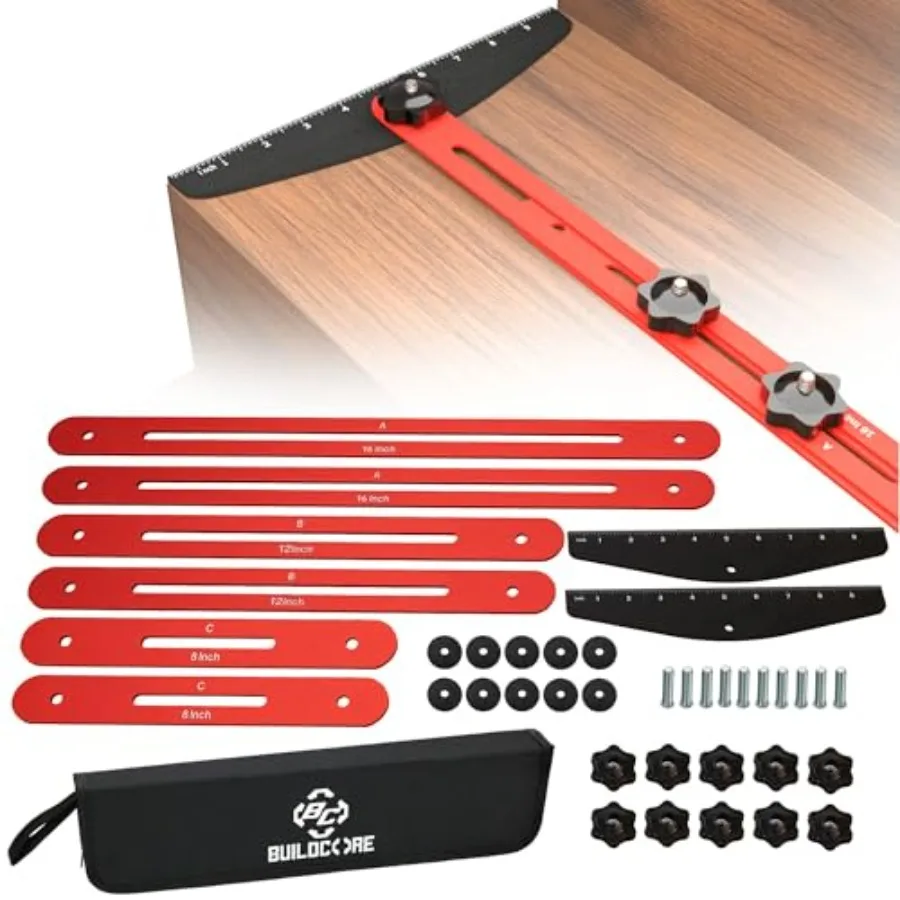 

Профессиональный шаблон для измерения ступеней лестниц - регулируемый измерительный шаблон от 8 до 46 дюймов с угловыми разметками, алюминиевый измерительный инструмент для точного измерения.