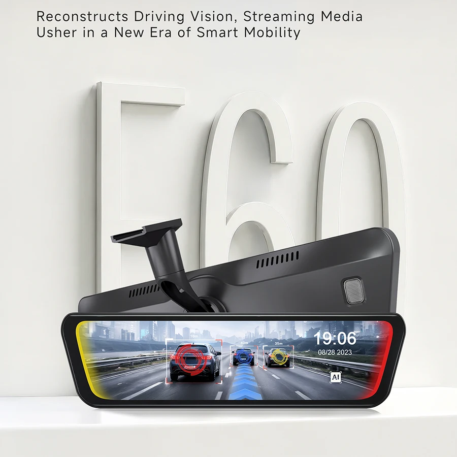 Car AI ADAS Streaming Media Rearview Mirror Multi Driving Warning System Lane Departure Side Traffic Alert Pedestrian Detection