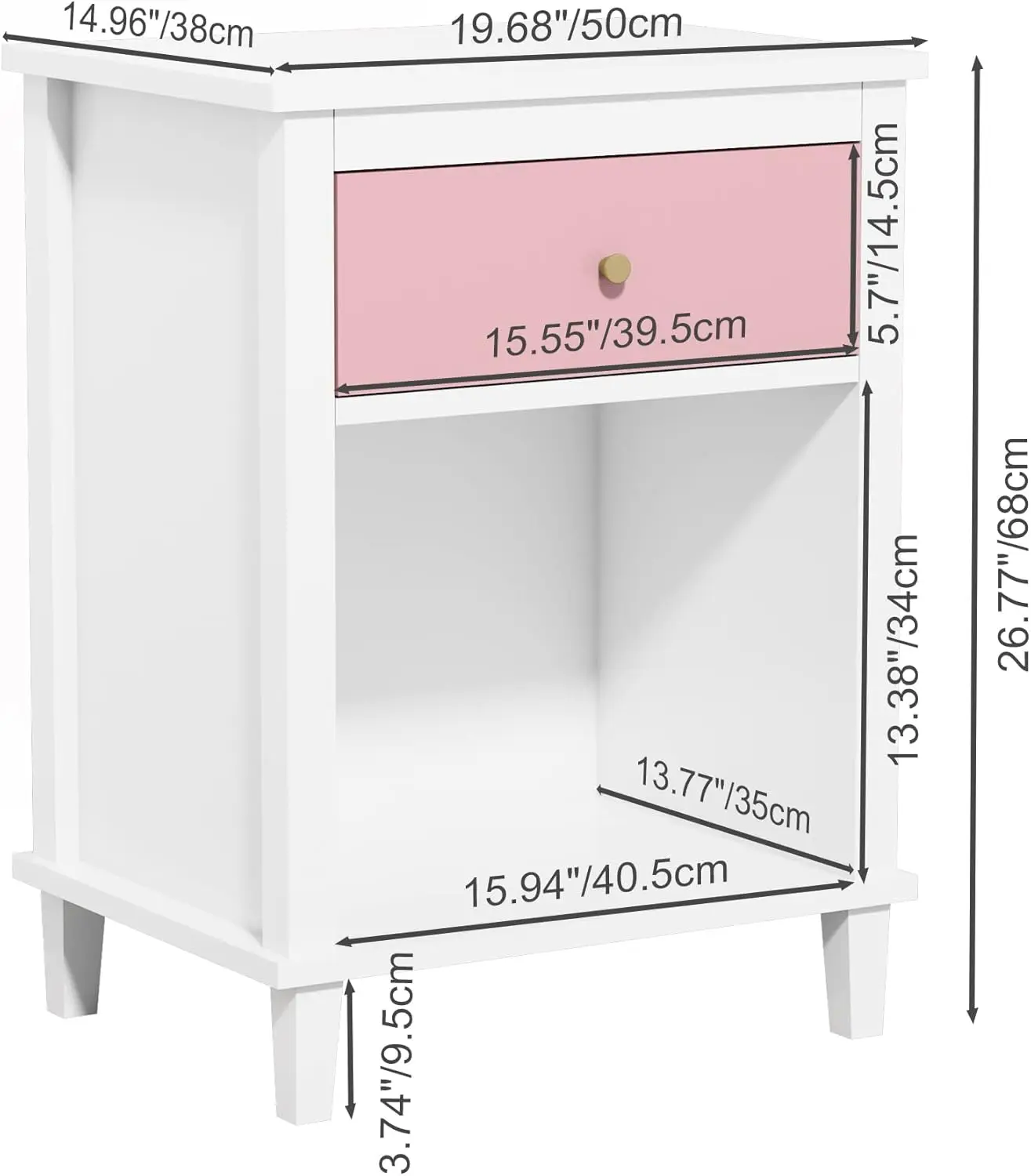 Table de oral et avec 1 MEL, Meubles de oral et de 26.68 Pouces avec Étagère de Rangement Ouverte pour Enfants, Bol et Garçons