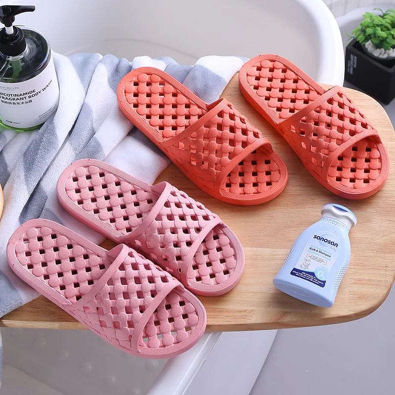 Unisex Home Non-slip Soft Bottom Leaking Shower Man and Woman Home Slippers Punching Bathroom EVA Leaky Quick-Drying Slippers