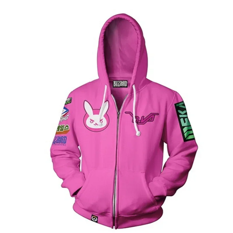 A 3D Anime Game Overwatches D.VA SOLDIER 76 Jack Morrison Hoodie Sweatshirt  Women Men Top Couple Hood Cosplay Costume