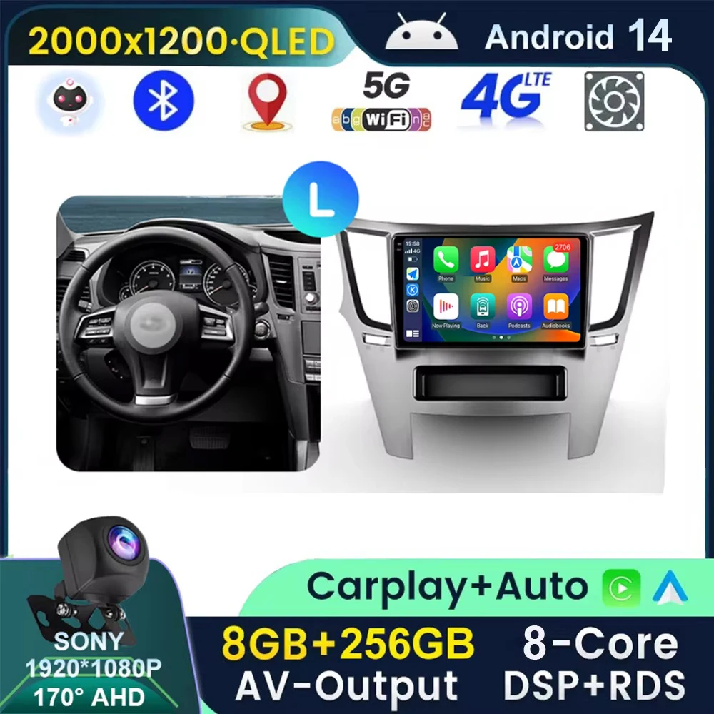 

Радиоприемник на Android 14 для Subaru Outback 4 BR Legacy 5 2009-2014, радиоприемник с левым рулем, навигация, стерео, GPS, Carplay, Авторадио SWC DSP