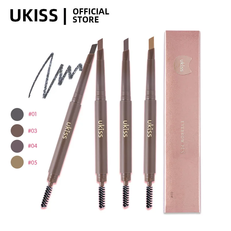 UKISS Eyebrow Pencil Waterproof Sweat-Proof Long Lasting Non-Marking Non-Smudged Thin Head Eye Brow Makeup 4 Colors