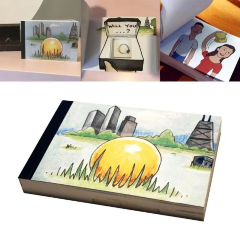 Creative Paper Hide Ring Flipbook Cartoon Valentine's Surprise Hand Flipped Book Flip Book Kit Romantic Gifts Flip Flap Book