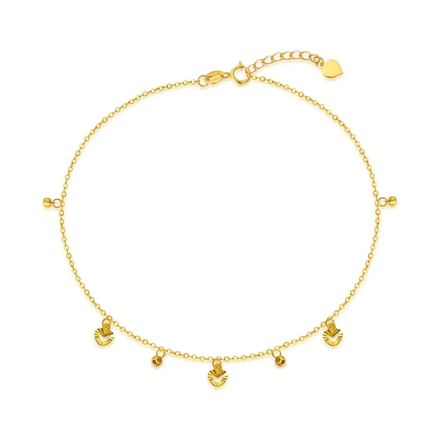 

YFN 18K Solid Gold Heart Anklet for Women Dainty Gold Love Heart Ankle Bracelet Jewelry Anniversary Christmas Gift