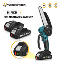 6 Inch Cordless Mini Electric Chainsaw Rechargeable Woodworking Pruning Handheld Chain Saw Power Tool For Makita 18V Battery