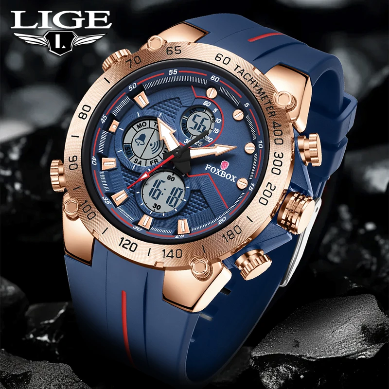

FOXBOX 2025 New Luxury Men‘s Watch LIGE Brand Fashion Digital Watches Men Waterproof Multifunctional Quartz Wristwatches Reloj