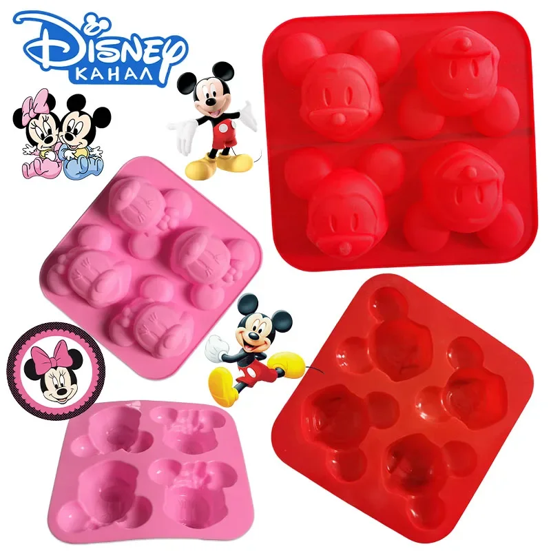 4pcs Disney Mickey Silicon Mold Anime Minnie Baking Mold Cake Chocolate Ice Cube Pudding Moulds Pastry Tools Kitchen Supplies