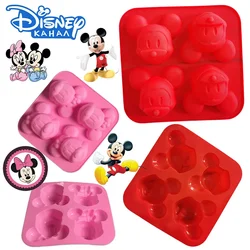 4 Uds Disney Mickey molde de silicona Anime Minnie molde para hornear pastel Chocolate cubitos de hielo pudín moldes herramientas de pastelería suministros de cocina