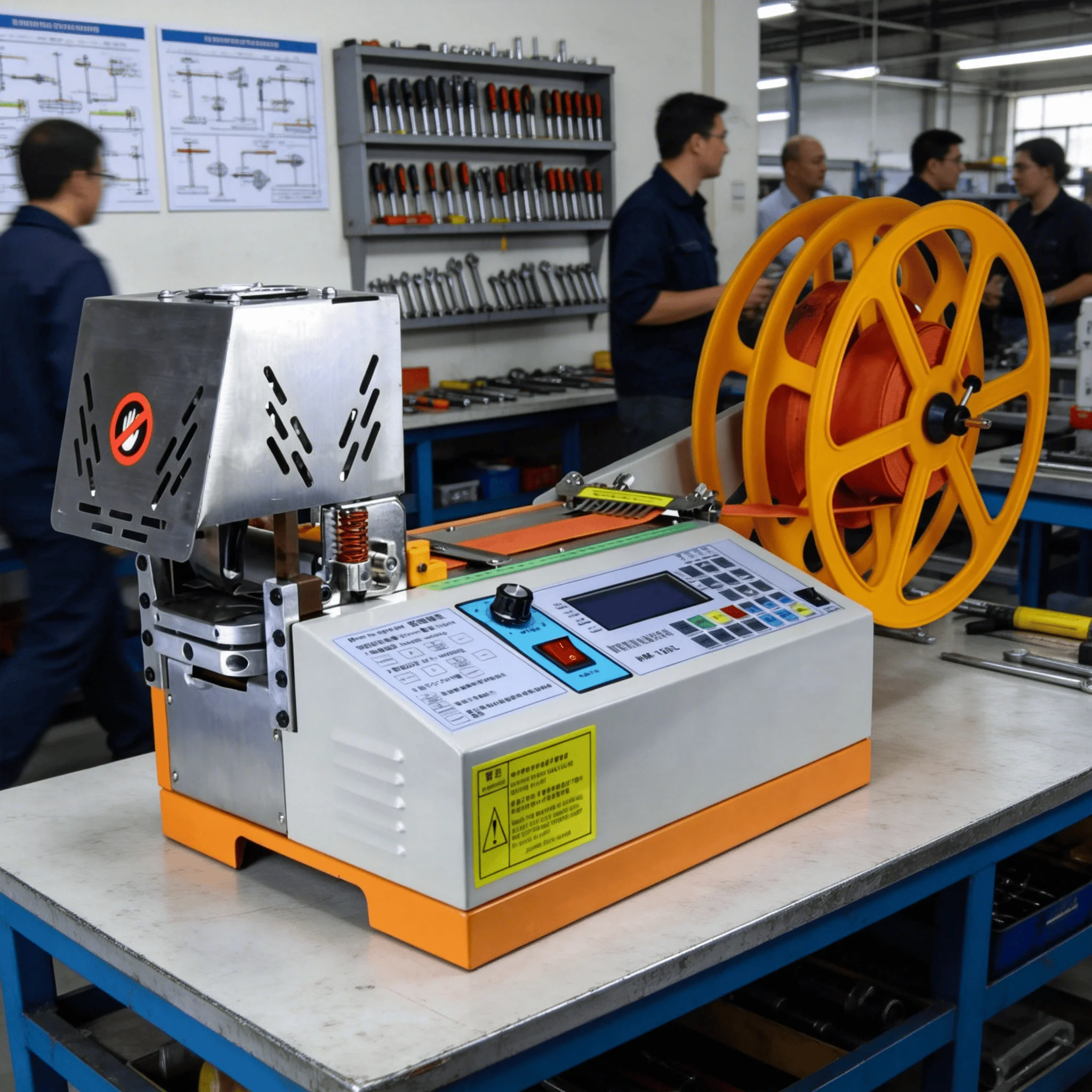 Automatic Hot Knife Slant Angle Tape Cutting Machine 1-70mm For Leather Strap Belt Ribbon Cutter Motor Core Components